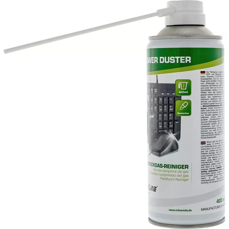 Saspiestā gaisa tīrīšanas aerosols 400 ml — InLine, augstspiediena, IT, serveru un datoru apkopei