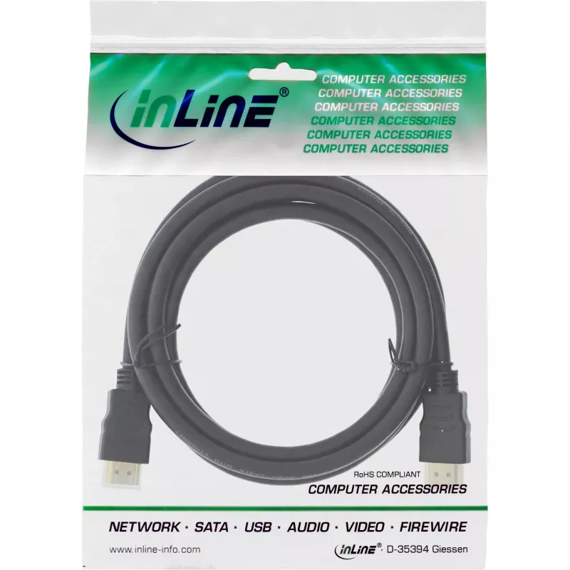 InLine High Speed HDMI kabelis ar Ethernet Premium 4K2K vīr. / vīr. melns 2 m