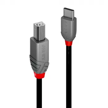 Lindy 3m USB 2.0 Type C to B kabelis, Anthra Line, 3 m, USB C, USB B, USB 2.0, 0,48 Gbit/s, melns