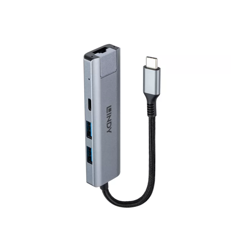 Lindy USB 3.2 Gen 2 Type C centrālmezgls un Gigabit Ethernet