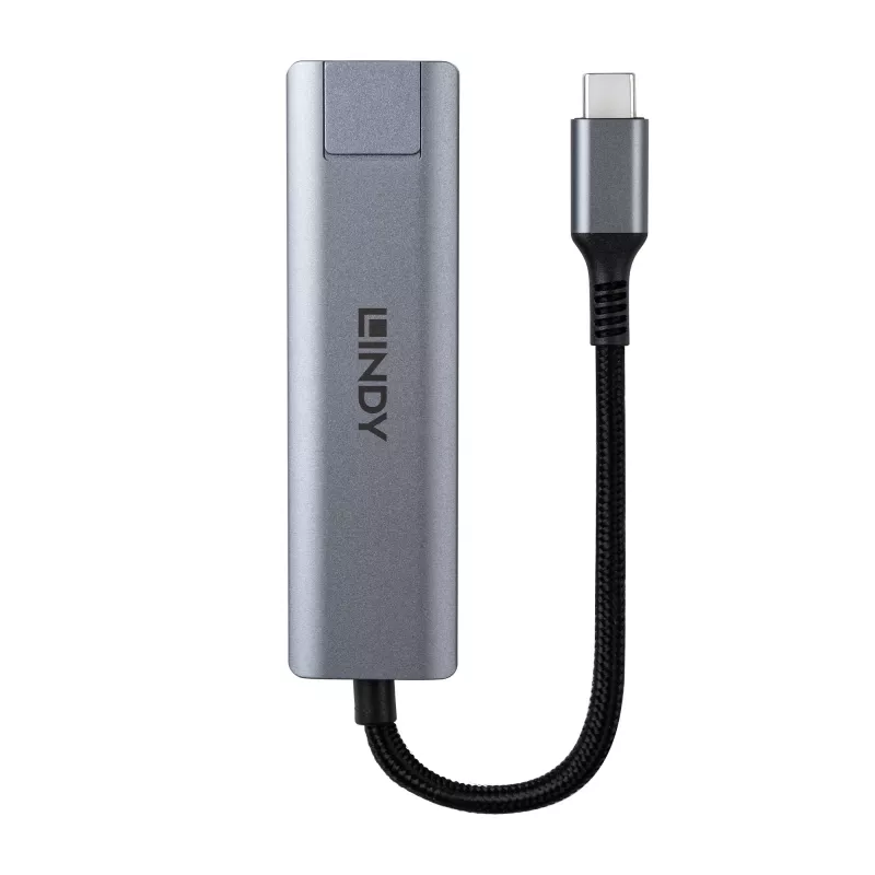 Lindy USB 3.2 Gen 2 Type C centrālmezgls un Gigabit Ethernet