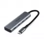 Lindy 4 Port USB 3.2 Gen 2 Type C Hub, USB 3.2 Gen 2 (3.1 Gen 2) Type-C, USB 3.2 Gen 2 (3.1 Gen 2) Type-C, 10000 Mbit/s, pelēks, Alumīnijs, Plastmasa, Apaļais kabelis