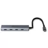 Lindy 4 Port USB 3.2 Gen 2 Type C Hub, USB 3.2 Gen 2 (3.1 Gen 2) Type-C, USB 3.2 Gen 2 (3.1 Gen 2) Type-C, 10000 Mbit/s, pelēks, Alumīnijs, Plastmasa, Apaļais kabelis