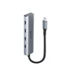 Lindy 4 Port USB 3.2 Gen 2 Type C Hub, USB 3.2 Gen 2 (3.1 Gen 2) Type-C, USB 3.2 Gen 2 (3.1 Gen 2) Type-C, 10000 Mbit/s, pelēks, Alumīnijs, Plastmasa, Apaļais kabelis