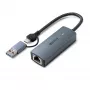 Lindy USB 3.2 Gen 1 uz 5G Ethernet pārveidotājs, USB 3.2 Gen 2 (3.1 Gen 2) Type-C, 5000 Mbit/s, pelēks, alumīnijs, plastmasa, apaļais kabelis, 0,15 m
