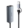 Lindy USB 3.2 Gen 1 uz 5G Ethernet pārveidotājs, USB 3.2 Gen 2 (3.1 Gen 2) Type-C, 5000 Mbit/s, pelēks, alumīnijs, plastmasa, apaļais kabelis, 0,15 m