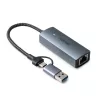 Lindy USB 3.2 Gen 1 uz 5G Ethernet pārveidotājs, USB 3.2 Gen 2 (3.1 Gen 2) Type-C, 5000 Mbit/s, pelēks, alumīnijs, plastmasa, apaļais kabelis, 0,15 m