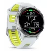 Viedpulkstenis IFIT ICON Forerunner 970 — 1,4 collu (3,56 cm) AMOLED 454×454, GPS, Wi‑Fi, titāna korpuss, silikona siksniņa (balta/dzeltena), 56 g