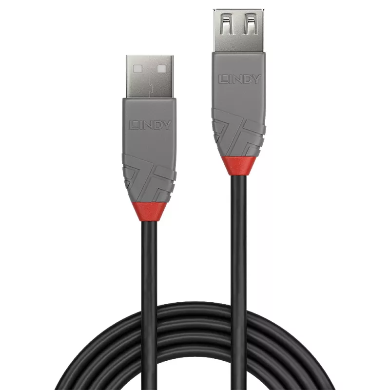 Lindy 1m USB 2.0 Type A pagarinātāja kabelis, Anthra Line