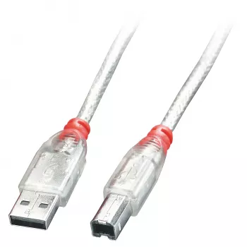Lindy 5m USB 2.0 kabelis - no A tipa uz B, caurspīdīgs