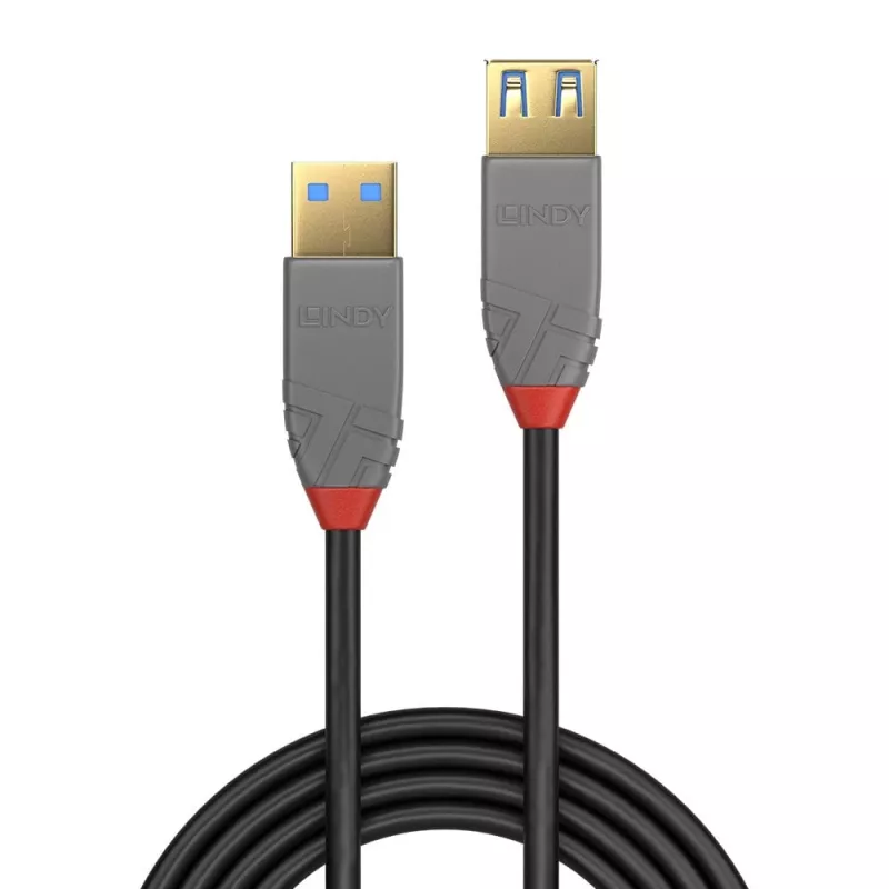 Lindy 1 m USB 3.2 Type A pagarinātāja kabelis, 5 Gbps, Anthra Line