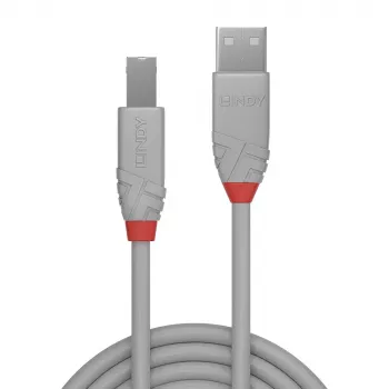 Lindy 0,5 m USB 2.0 A–B kabelis, Anthra Line, pelēks
