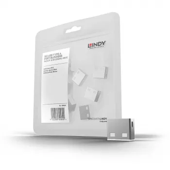 Porta bloķētājs Lindy USB Port Blocker (bez atslēgas) Komplektā 10 gab. Krāsu kods Balts