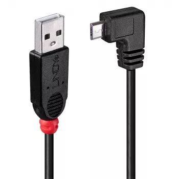 Lindy 1m USB 2.0 kabelis — A tipa uz Micro-B kabelis, 90 grādu leņķis