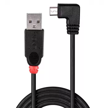 Lindy 1m USB 2.0 kabelis — A tipa uz Micro-B kabelis, 90 grādu leņķis