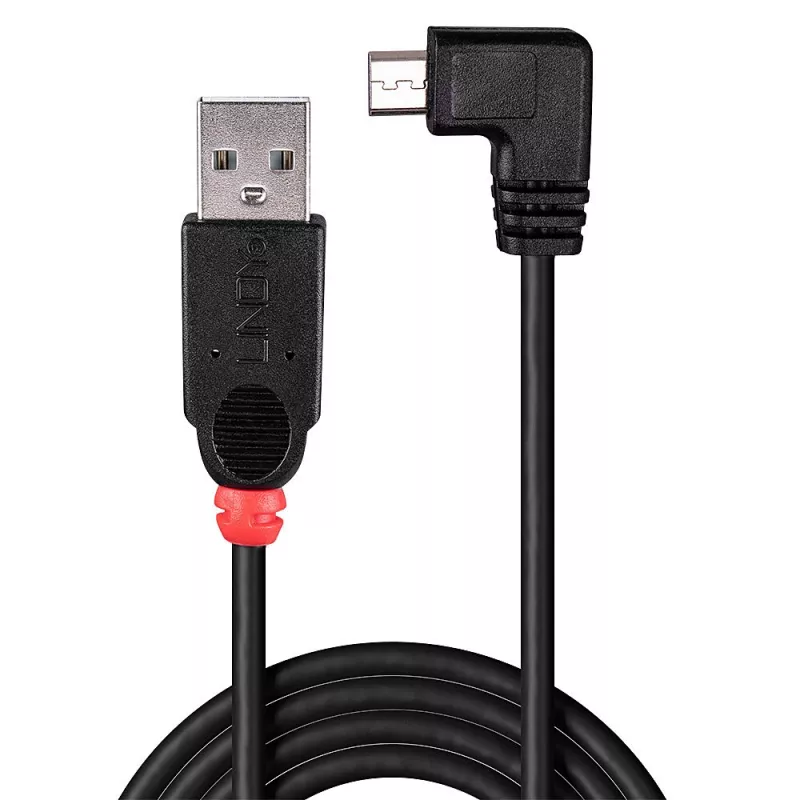 Lindy 2m USB 2.0 kabelis — Type A uz Micro-B, 90 grādu leņķī