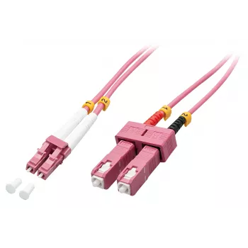 Optiskās šķiedras kabelis Lindy 46360 1 m OM4 LC uz SC, 50 µm serde, rozā