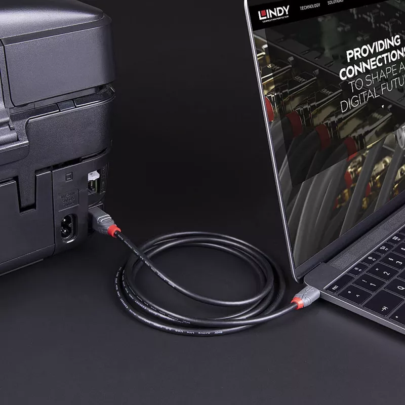Lindy 3m USB 3.2 C tipa uz B kabelis, Anthra Line