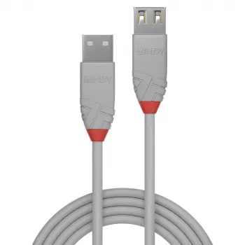 Lindy 0,2 m USB 2.0 Type A pagarinātājs, Anthra Line, pelēks