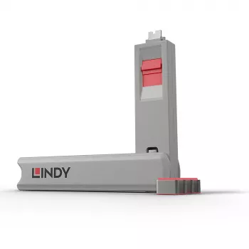 Porta bloķētāja atslēga Lindy USB Type C Porta bloķētāja atslēga, 4 gab., rozā