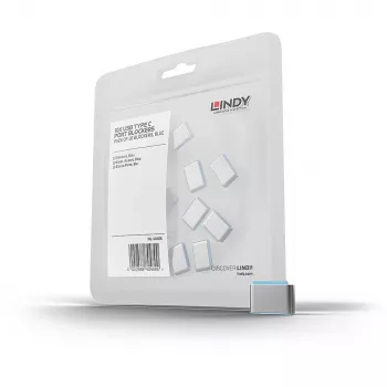 Porta bloķētājs Lindy USB Type C portu bloķētāji bez atslēgas, 10 gab. iepakojumā, zili