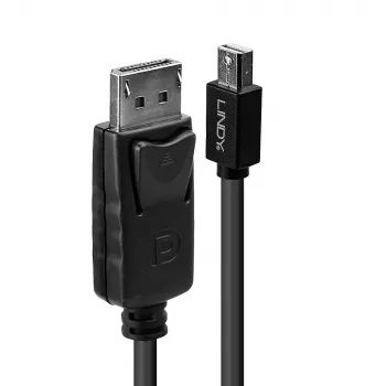 Lindy 2m Mini DisplayPort vīriešu savienotājs uz DisplayPort vīriešu savienotāju, melns, 2 m, Mini DisplayPort, DisplayPort, vīriešu, vīriešu, 2560 x 1600 pikseļi