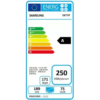 Samsung QE75T digitālo izkārtņu plakanais panelis 190,5 cm (75 collas) LCD 300 cd/m² 4K Ultra HD melns Tizen 4.0