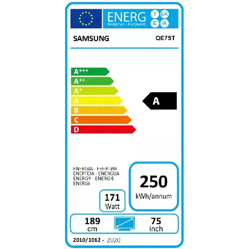 Samsung QE75T digitālo izkārtņu plakanais panelis 190,5 cm (75 collas) LCD 300 cd/m² 4K Ultra HD melns Tizen 4.0