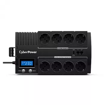Nepārtrauktās barošanas avots CYBERPOWER BR700ELCD, Line-Interactive 0.7 kVA (420 W), 8x Type E ligzdas, LCD, AVR