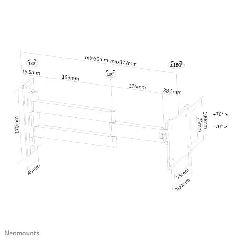 Neomounts FPMA-W830 monitors/tv kronšteins pie sienas 10-27 collas - pilna kustība