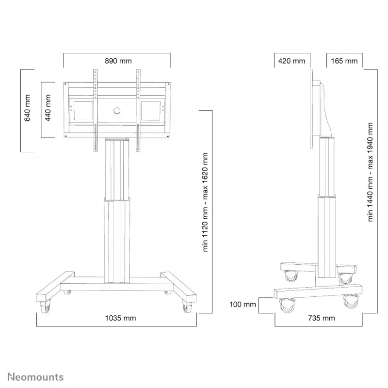 Neomounts PLASMA-M2500SILVER TV statīvs 42-100 collas - motorizēts