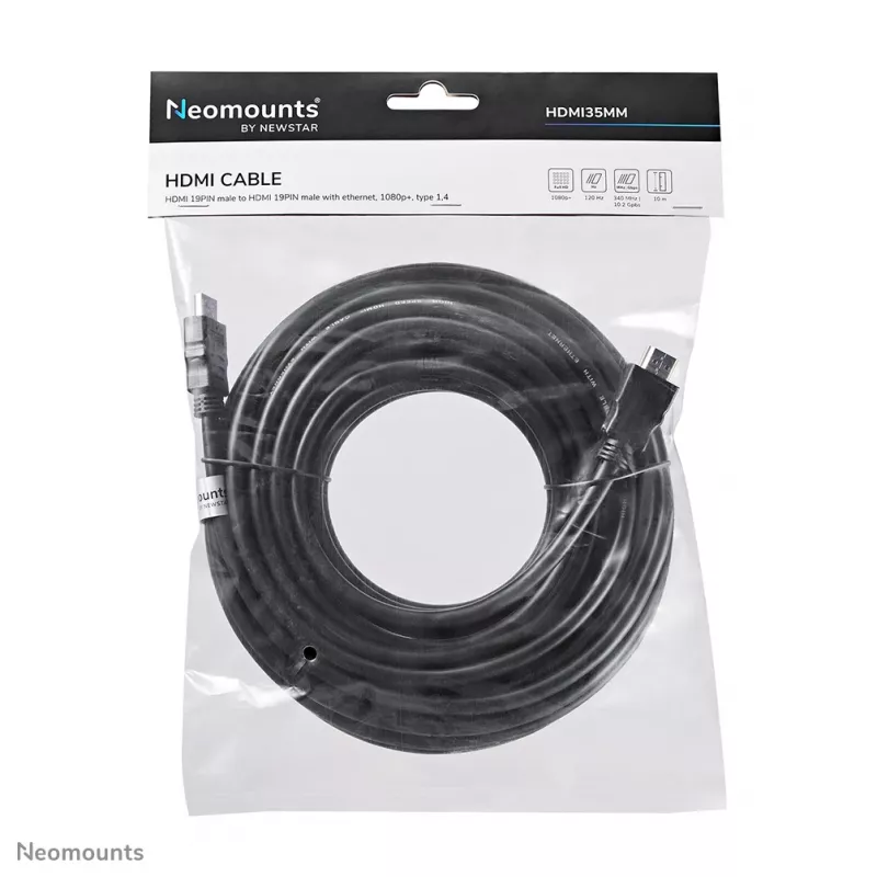 Neomounts HDMI35MM HDMI kabelis - 10 metri, 10 m, HDMI Type A (Standard), HDMI Type A (Standard), 10.2 Gbit/s, Melns