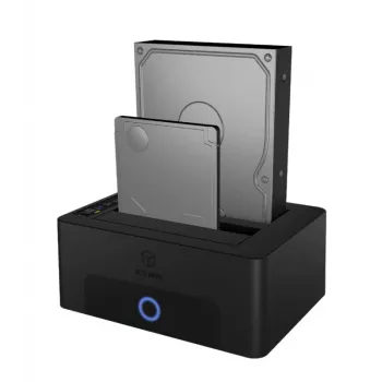 ICY BOX 2 nodalījumu dokstacija un klonēšanas stacija 2,5 collu vai 3,5 collu SATA diskdziņiem ar USB 3.0 pieslēgvietu
