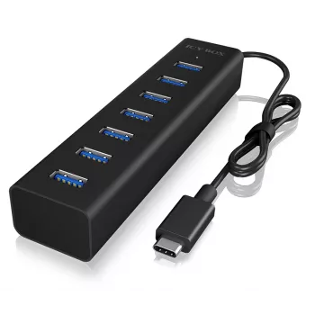 ICY BOX IB-HUB1700-C3 USB 3.2 Gen 1 (3.1 Gen 1) Type-C 5000 Mbit/s Melns