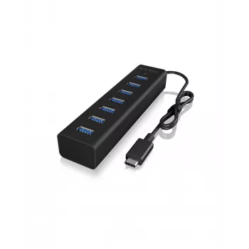 ICY BOX IB-HUB1700-C3 USB 3.2 Gen 1 (3.1 Gen 1) Type-C 5000 Mbit/s Melns