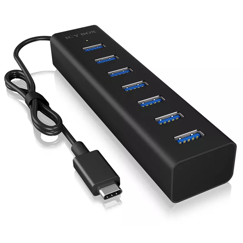 ICY BOX IB-HUB1700-C3 USB 3.2 Gen 1 (3.1 Gen 1) Type-C 5000 Mbit/s Melns