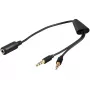 Audio kabelis Microconnect AUDAL 0,4 m 2x 3,5 mm spraudnis uz 3,5 mm ligzdu, melns