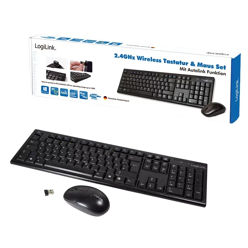 Wireless tastatūra pele Combo LogiLink ID0104 Melns