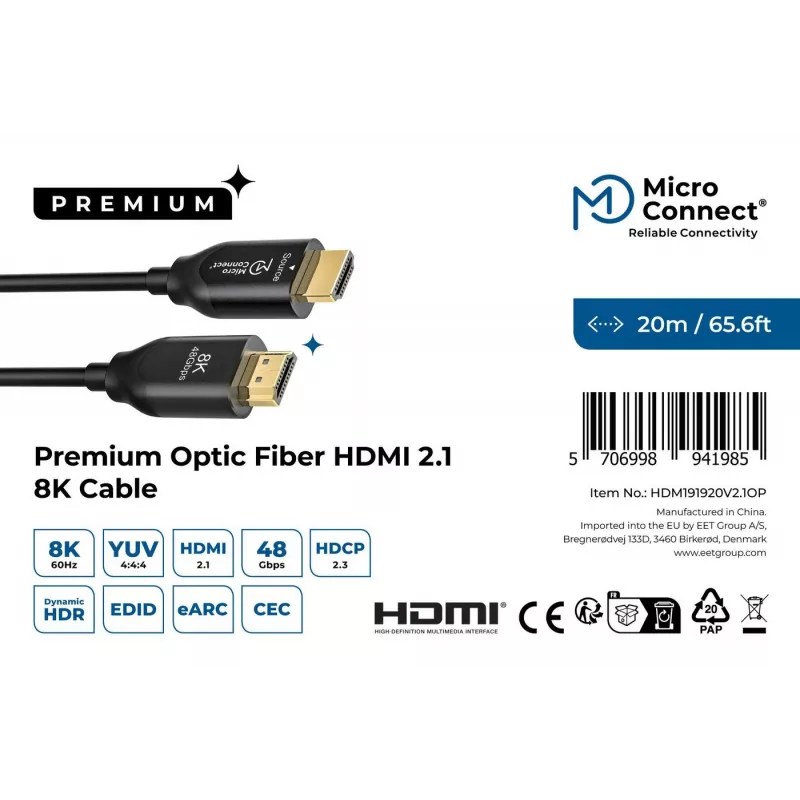 Microconnect Premium optiskais HDMI kabelis 20 m