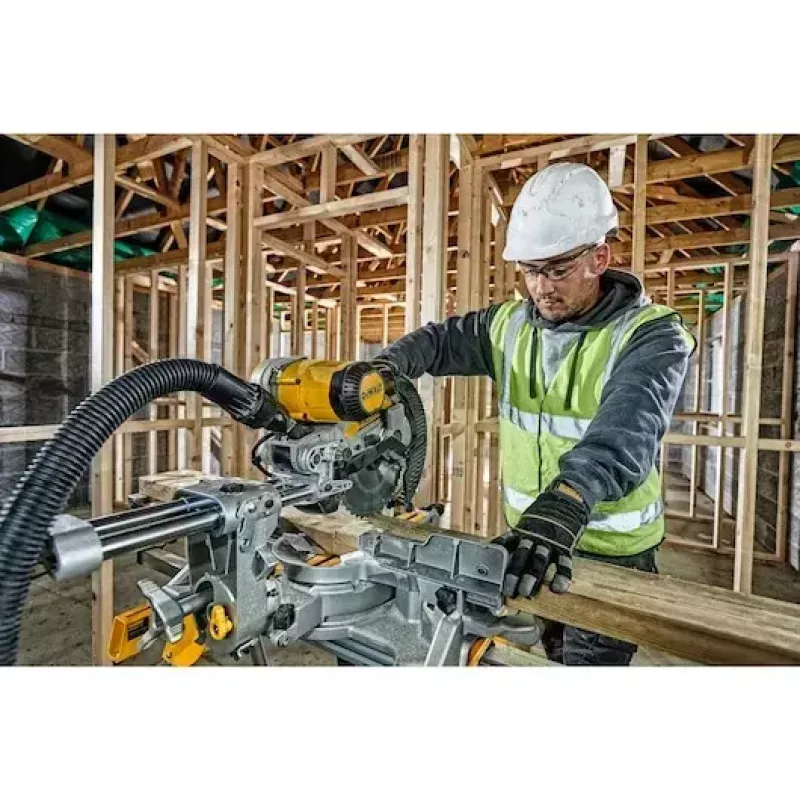Leņķzāģis DeWALT DWS727-QS, stacionārs kombinētais leņķzāģis, svars 22 kg, augstums 460 mm
