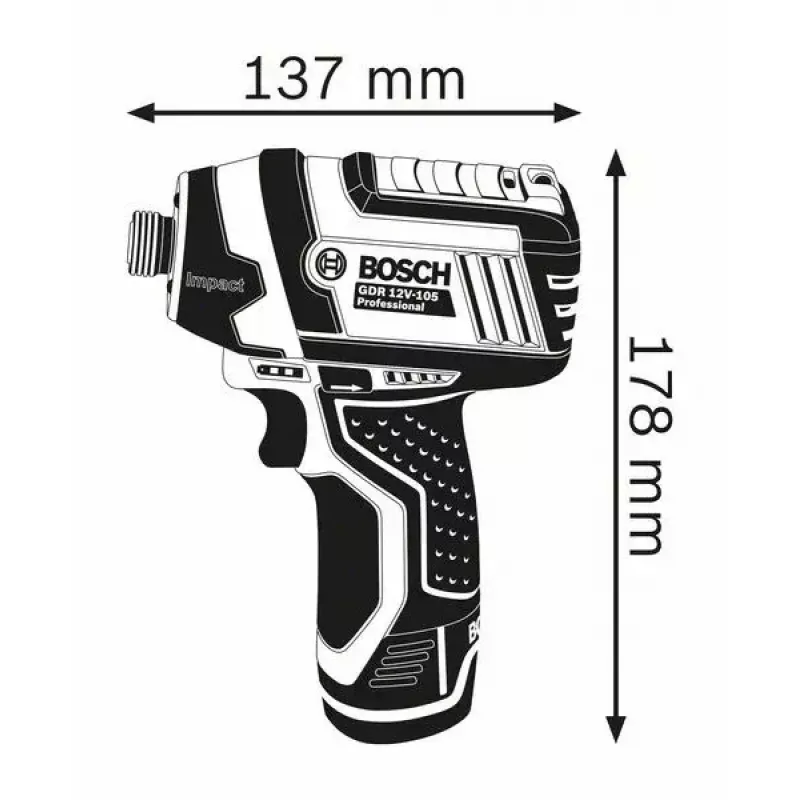 Bosch GDR 12V-105 Professional 1/4 collas 2600 RPM 105 N⋅m Melns, Zils