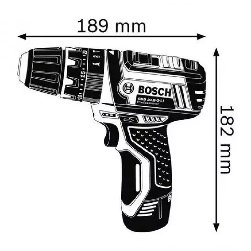 Bosch GSB 10,8-2-LI Professional Keyless Melns, Blue, Red
