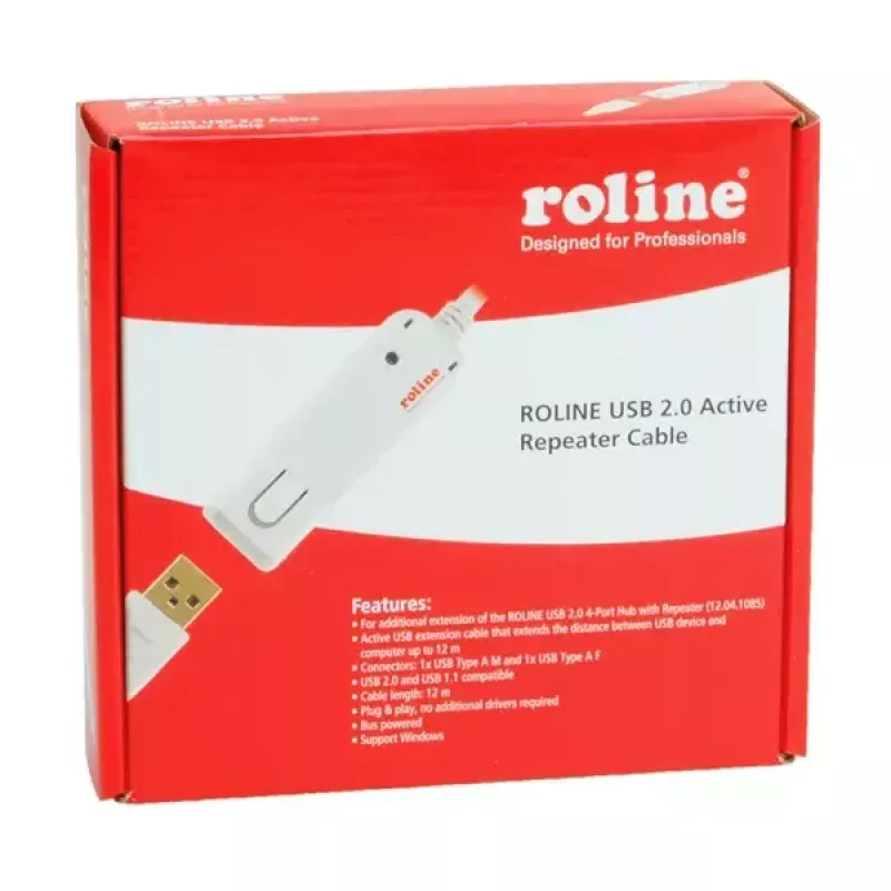 USB 2.0 aktīvais retranslatora kabelis ROLINE 12.04.1085 12 m