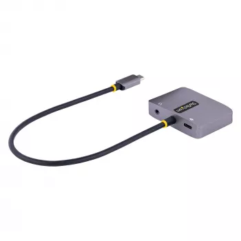 StarTech.com USB C video adapteris, USB C uz HDMI VGA vairāku pieslēgvietu adapteris, 3,5 mm audio, 4K 60Hz HDR, 100W PD caurlaides jaudas padeve, saderīgs ar Thunderbolt 3/4 - USB C displeja ceļojumu adapteris
