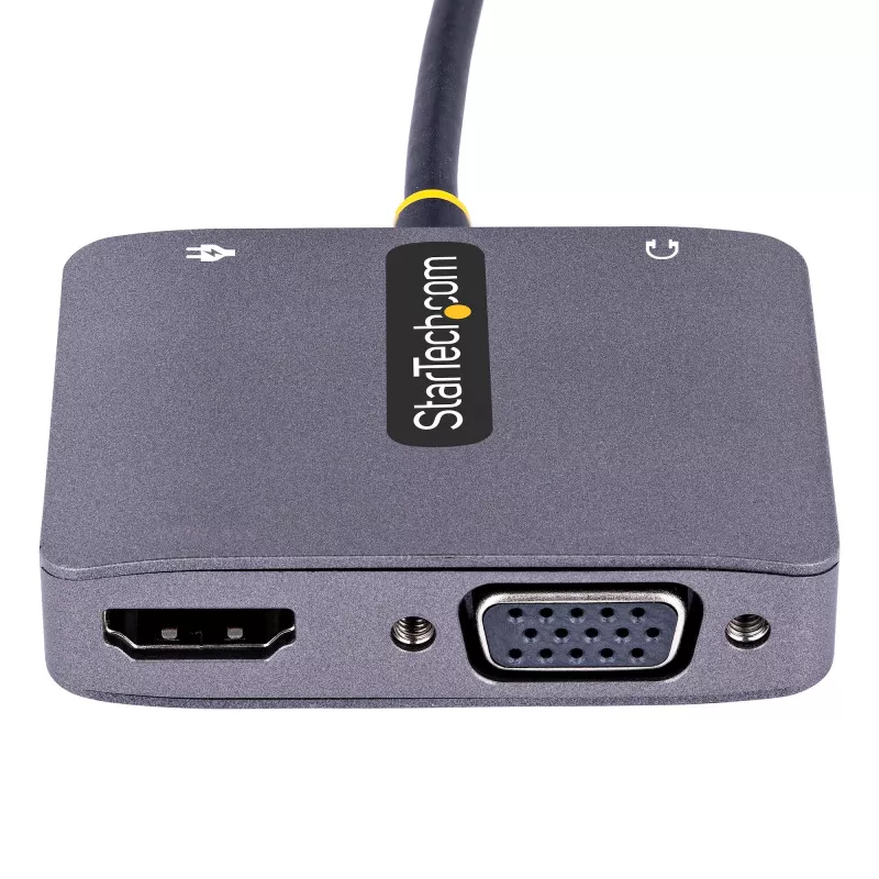 StarTech.com USB C video adapteris, USB C uz HDMI VGA vairāku pieslēgvietu adapteris, 3,5 mm audio, 4K 60Hz HDR, 100W PD caurlaides jaudas padeve, saderīgs ar Thunderbolt 3/4 - USB C displeja ceļojumu adapteris