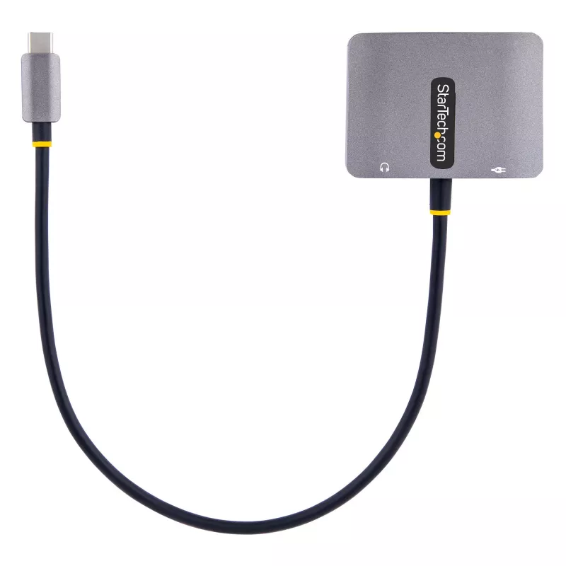 StarTech.com USB C video adapteris, USB C uz HDMI VGA vairāku pieslēgvietu adapteris, 3,5 mm audio, 4K 60Hz HDR, 100W PD caurlaides jaudas padeve, saderīgs ar Thunderbolt 3/4 - USB C displeja ceļojumu adapteris