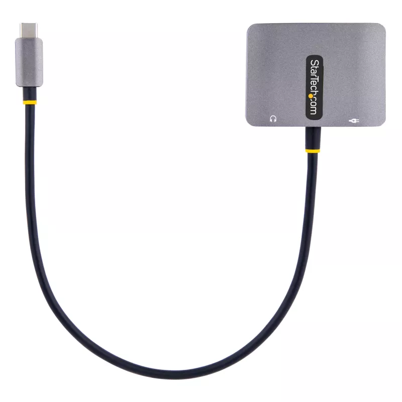 StarTech.com USB C video adapteris, USB C uz HDMI VGA vairāku pieslēgvietu adapteris, 3,5 mm audio, 4K 60Hz HDR, 100W PD caurlaides jaudas padeve, saderīgs ar Thunderbolt 3/4 - USB C displeja ceļojumu adapteris