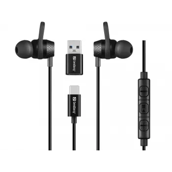 Austiņas Sandberg USB-C/A In-Earset ar līnijas mikrofonu