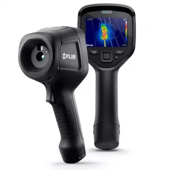 Termokamera Flir Systems E8-PRO — 320×240 px, NETD 40 mK, IFOV 1.8 mRad, 3.5 collu displejs, metāla korpuss, melna