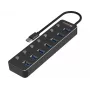 USB centrmezgls Sandberg 7 porti USB 3.0 melns alumīnijs